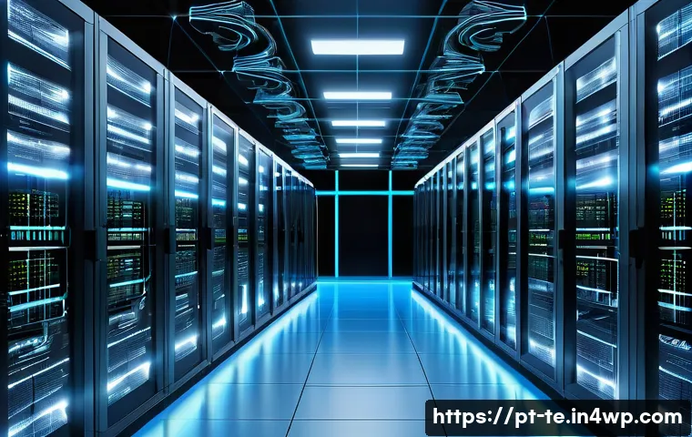 신경망 아키텍처 설계에서의 커뮤니케이션 전략 - A futuristic data center environment illustrating internal communication within deep neural networks...