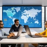 Home 23 신경망 아키텍처 설계와 윤리적 고려사항 - A modern, diverse team of AI researchers and engineers collaborating in a bright, open office enviro...
